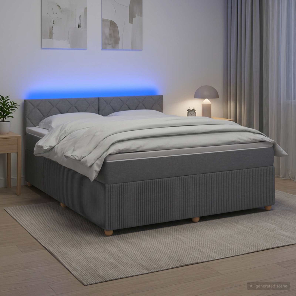Boxspringbed met matras Lichtgrijs 160 x 200 cm Stof is nu te koop bij PeponiXL, paradijselijk wonen!