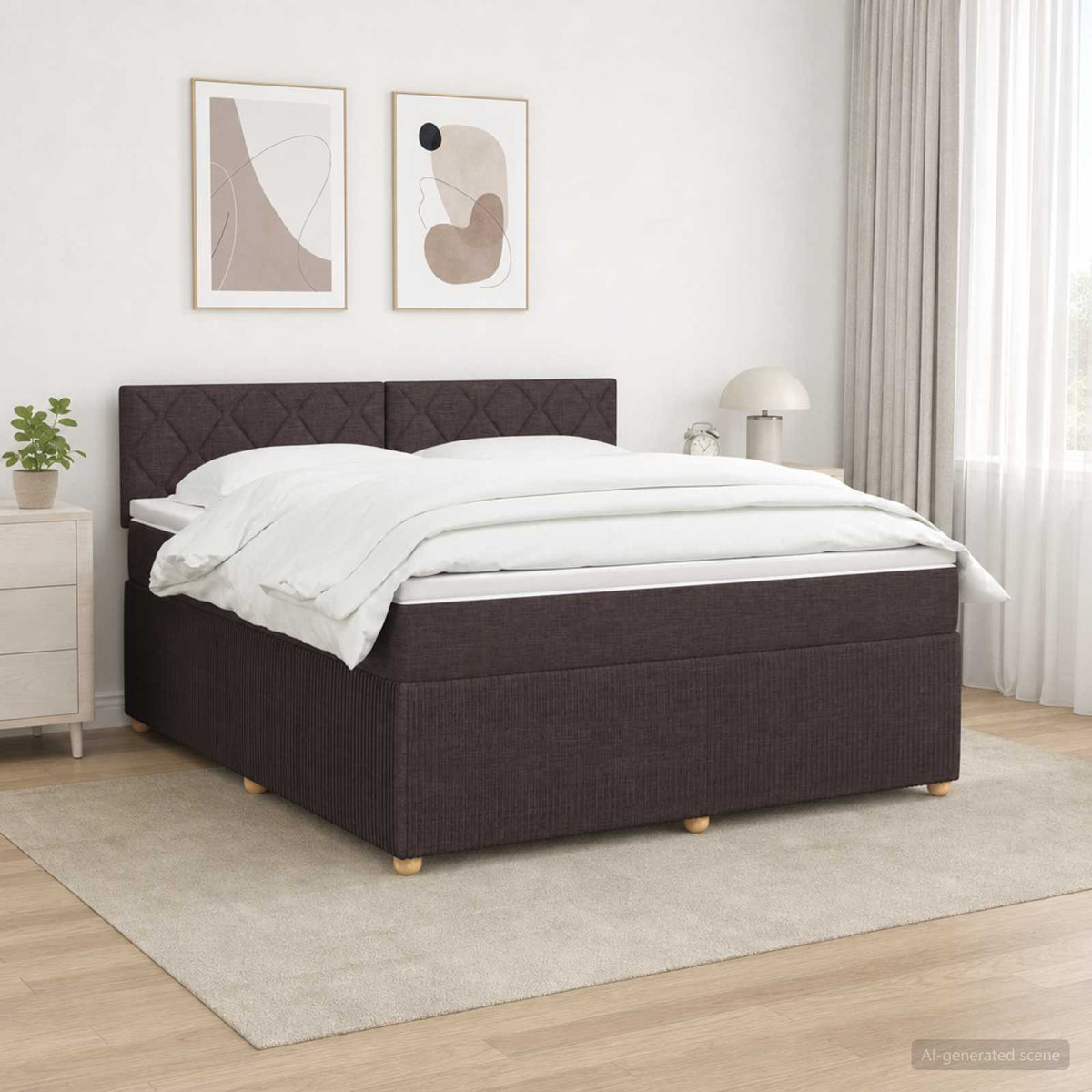 vidaXL Boxspringbed met matras Donkerbruin 160 x 200 cm Stof
