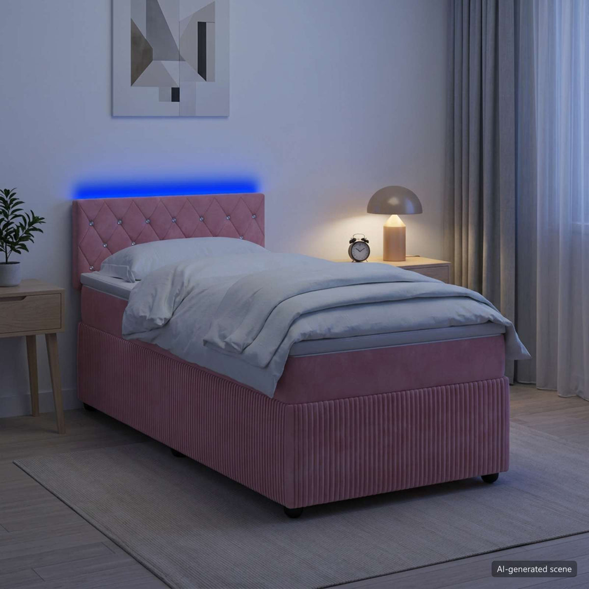 Boxspringbed met matras Roze 100 x 200 cm Fluweel is nu te koop bij PeponiXL, paradijselijk wonen!
