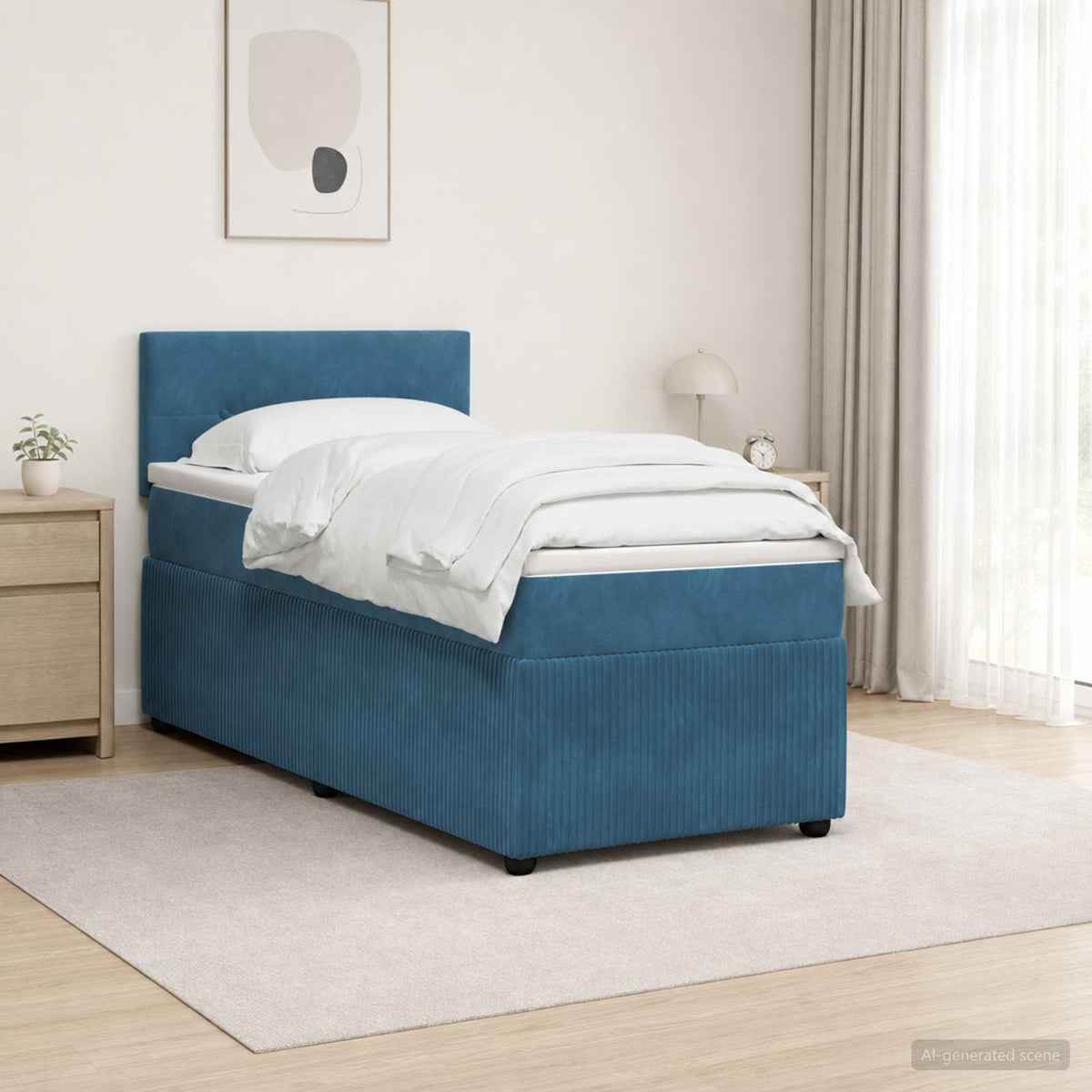 Boxspringbed met matras Blauw 80 x 200 cm Fluweel is nu te koop bij PeponiXL, paradijselijk wonen!