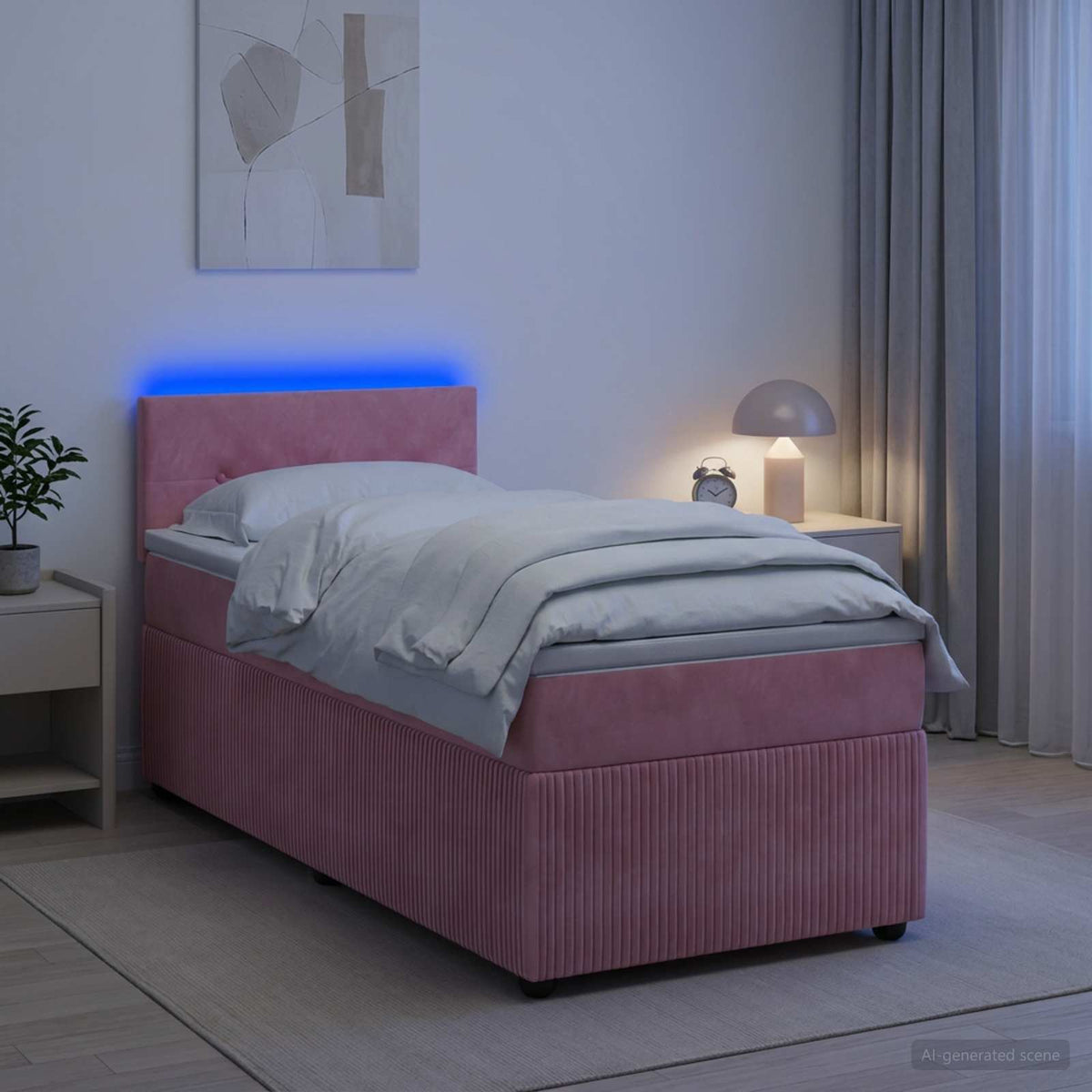 Boxspringbed met matras met hoofdeinde Roze 80 x 200 cm Fluweel is nu te koop bij PeponiXL, paradijselijk wonen!