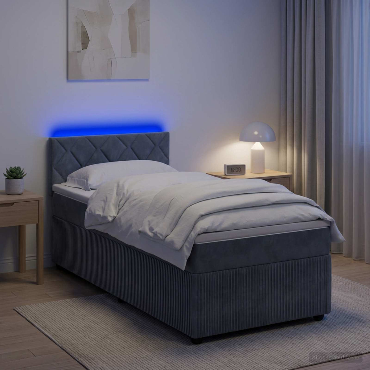 Boxspringbed met matras Donkergrijs 100 x 200 cm Fluweel is nu te koop bij PeponiXL, paradijselijk wonen!