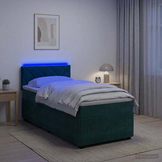 Boxspringbed met matras Donkergroen 100 x 200 cm Fluweel is nu te koop bij PeponiXL, paradijselijk wonen!