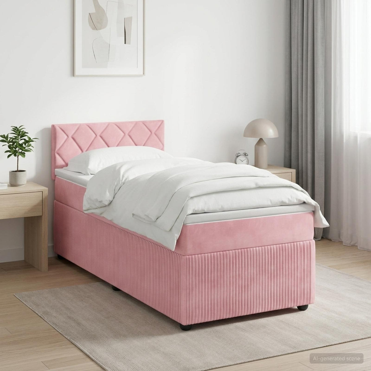 Boxspringbed met matras met hoofdeinde Roze 90 x 200 cm Fluweel is nu te koop bij PeponiXL, paradijselijk wonen!
