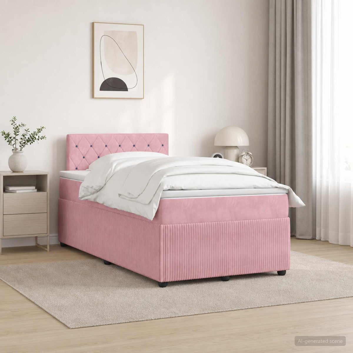 Boxspringbed met matras Roze 120 x 200 cm Fluweel is nu te koop bij PeponiXL, paradijselijk wonen!