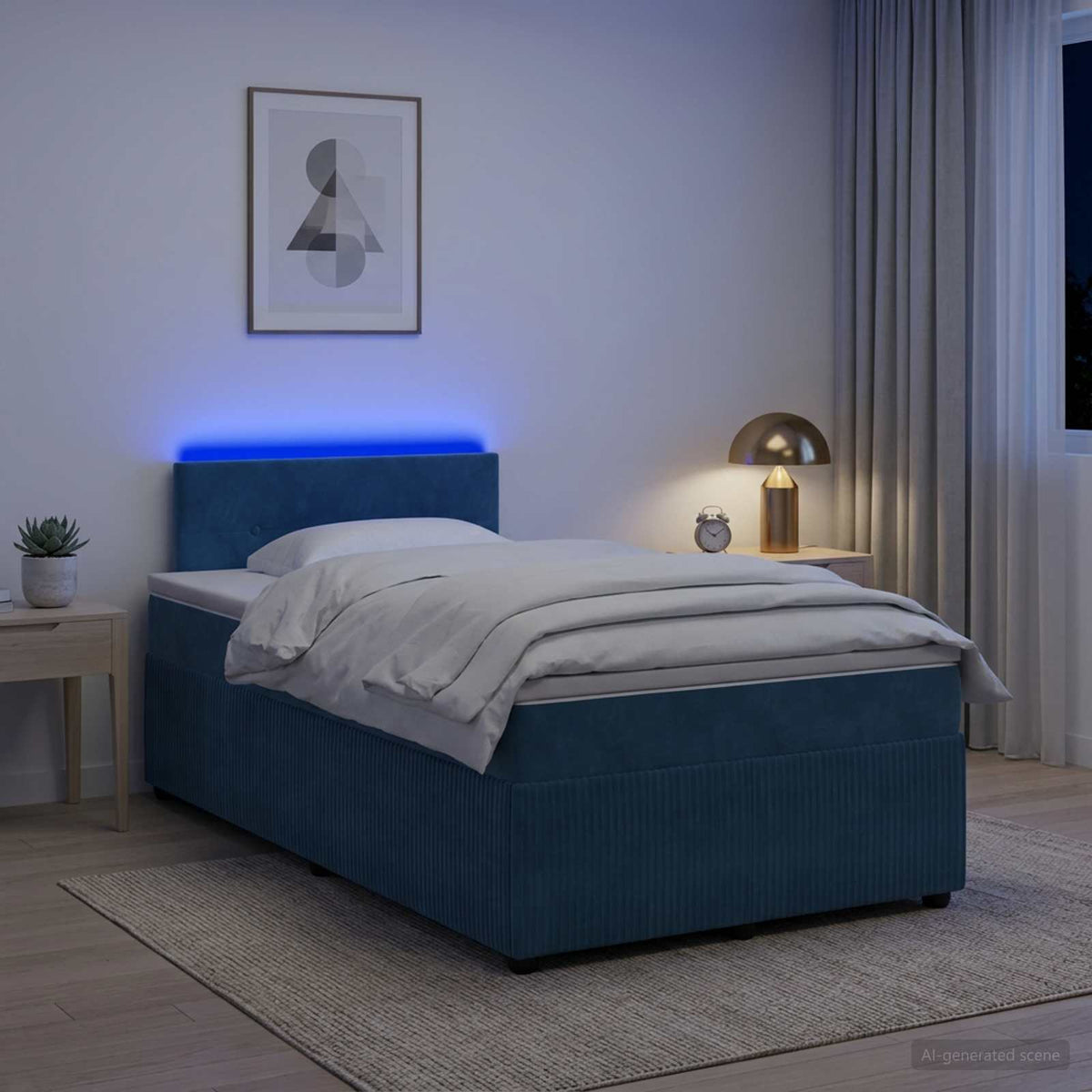 Boxspringbed met matras Blauw 120 x 190 cm Fluweel is nu te koop bij PeponiXL, paradijselijk wonen!