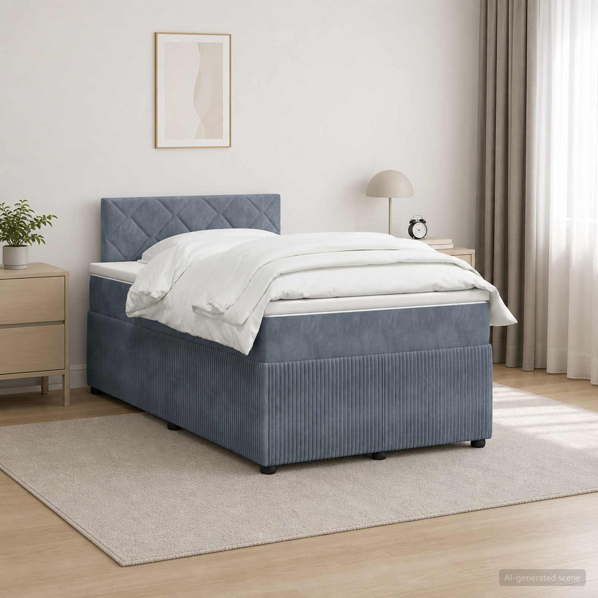 Boxspringbed met matras Donkergrijs 120 x 190 cm Fluweel is nu te koop bij PeponiXL, paradijselijk wonen!
