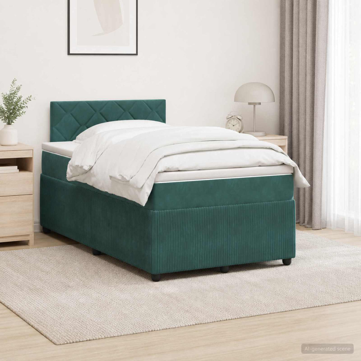 Boxspringbed met matras Donkergroen 120 x 200 cm Fluweel is nu te koop bij PeponiXL, paradijselijk wonen!