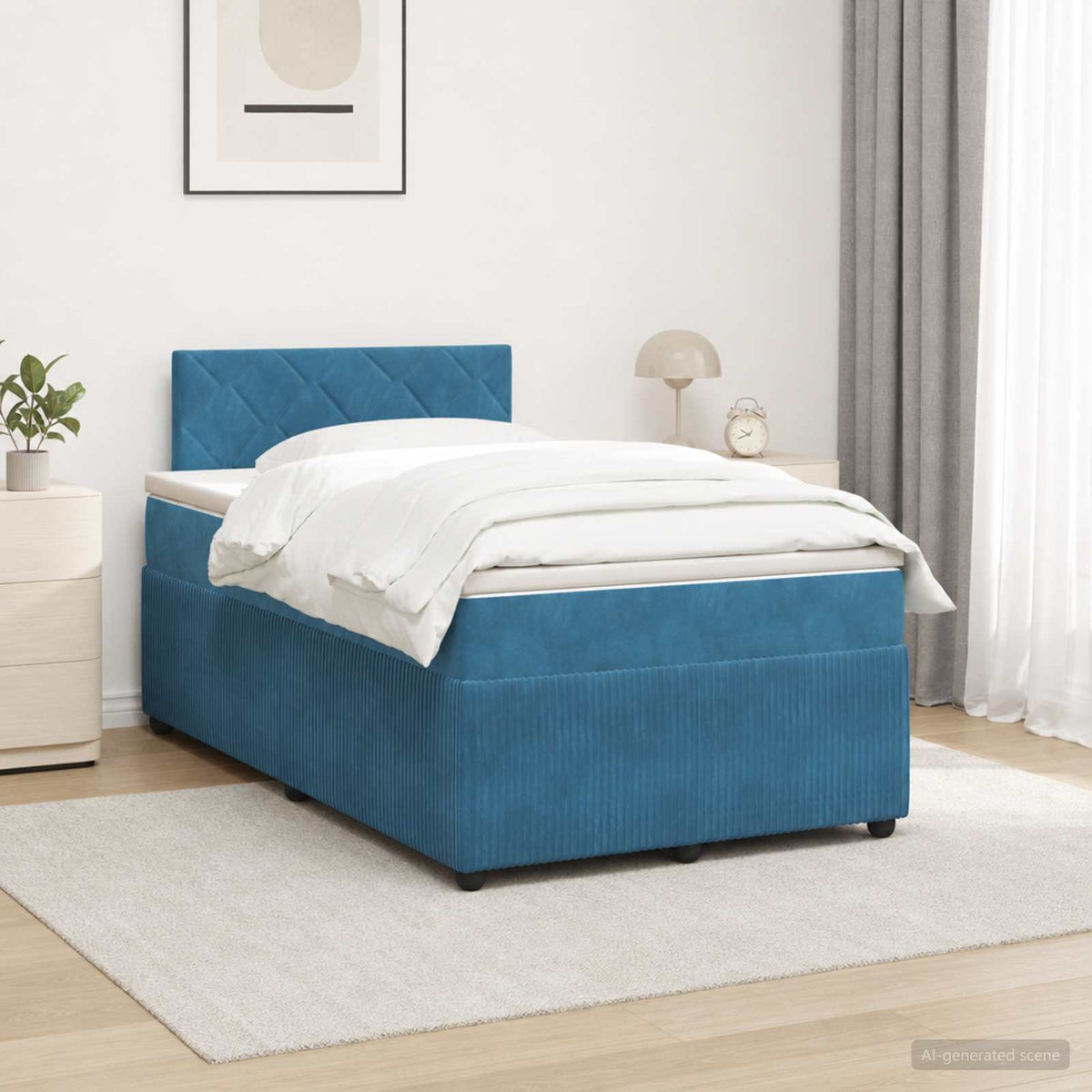 vidaXL Boxspringbed met matras Blauw 120 x 200 cm Fluweel
