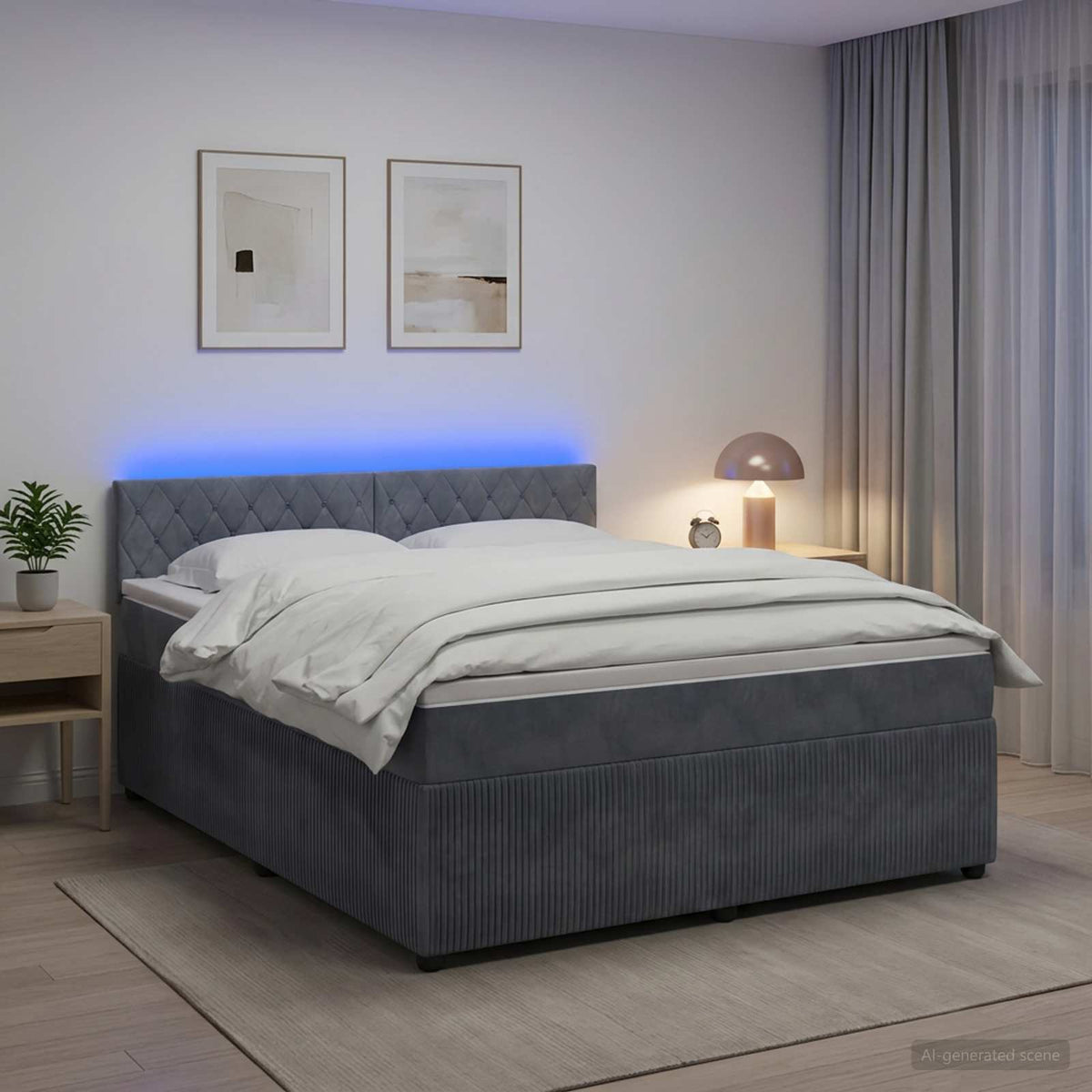 Boxspringbed met matras Donkergrijs 180 x 200 cm Fluweel is nu te koop bij PeponiXL, paradijselijk wonen!