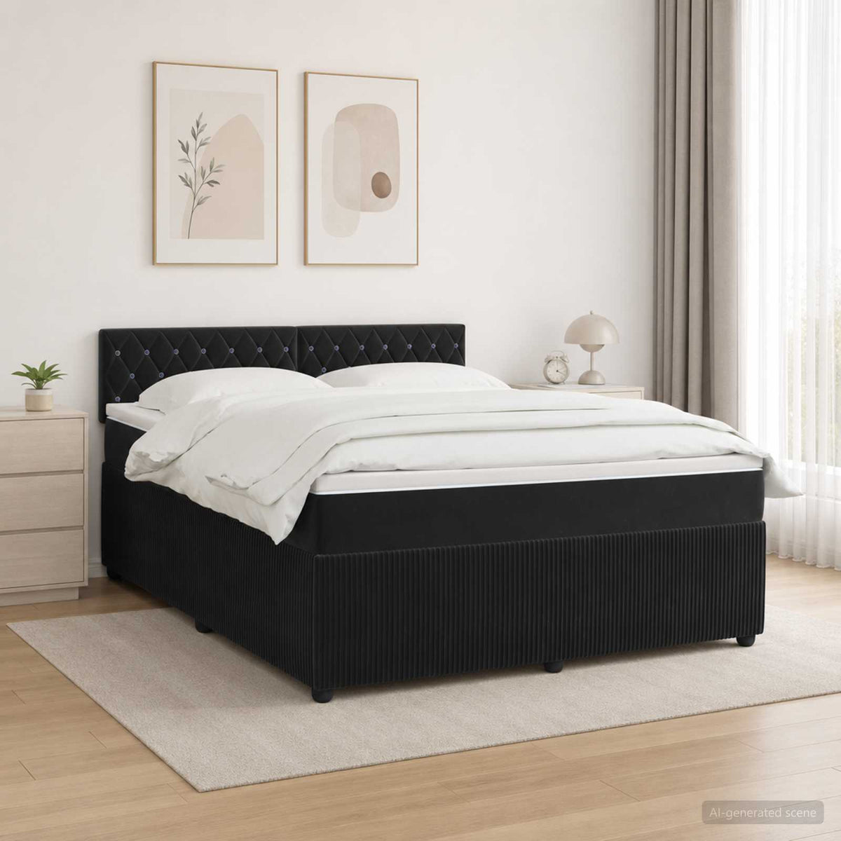 Boxspringbed met matras Zwart 140 x 200 cm Fluweel is nu te koop bij PeponiXL, paradijselijk wonen!