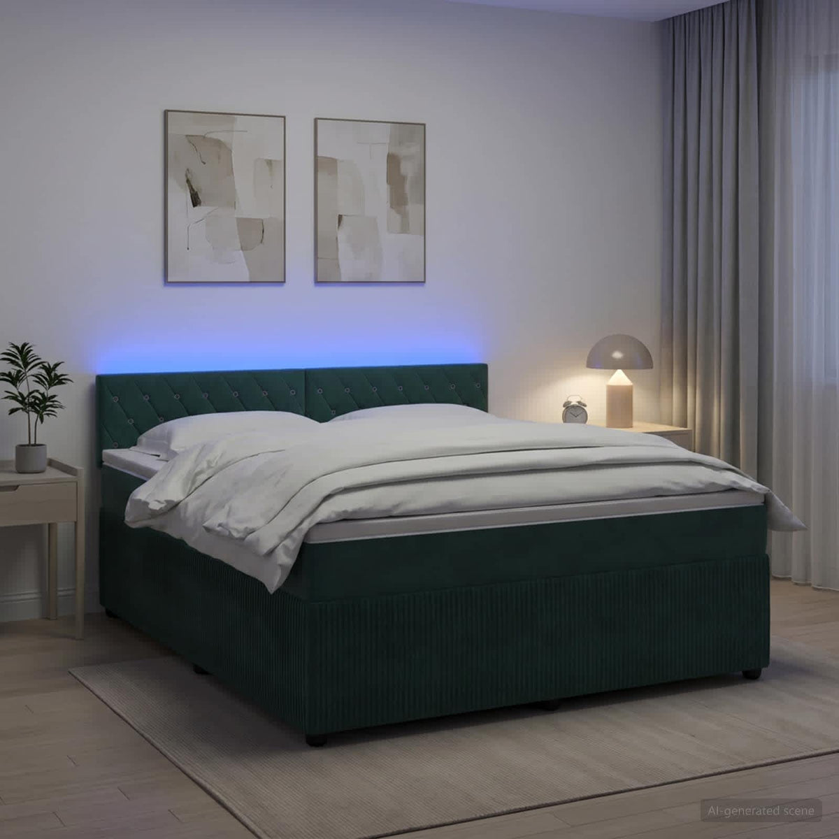Boxspringbed met matras Donkergroen 160 x 200 cm Fluweel is nu te koop bij PeponiXL, paradijselijk wonen!