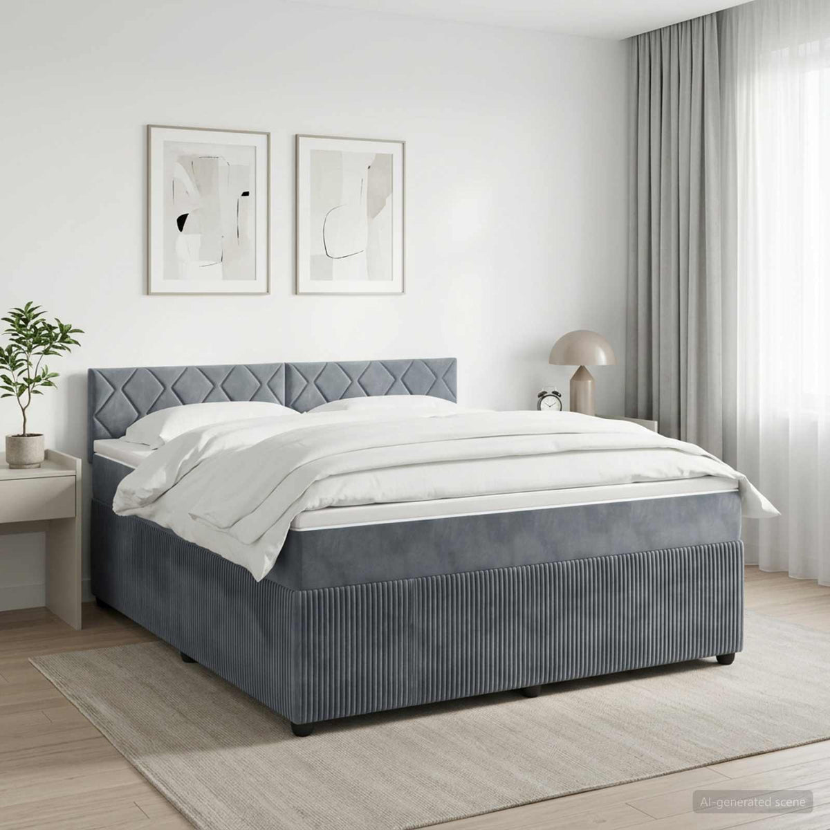 Boxspringbed met matras Donkergrijs 140 x 190 cm Fluweel is nu te koop bij PeponiXL, paradijselijk wonen!