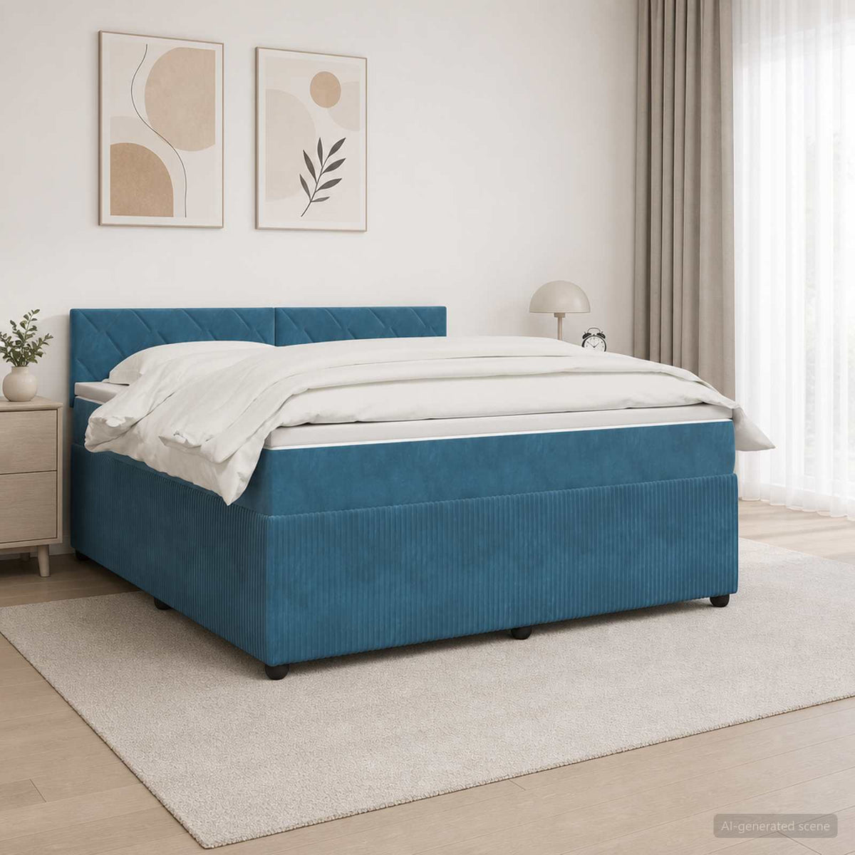 Boxspringbed met matras Blauw 140 x 200 cm Fluweel is nu te koop bij PeponiXL, paradijselijk wonen!