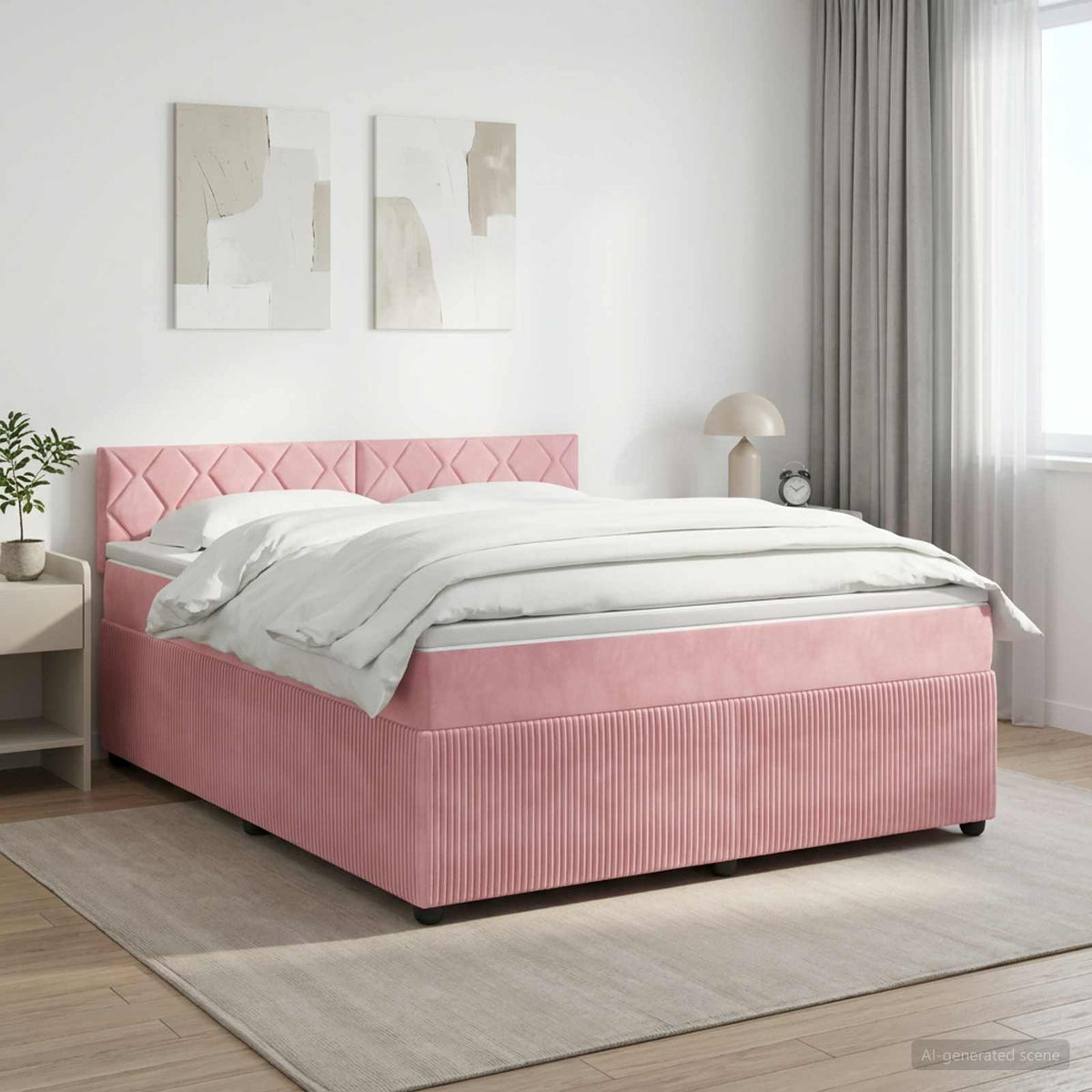 Boxspringbed met matras Roze 140 x 200 cm Fluweel is nu te koop bij PeponiXL, paradijselijk wonen!