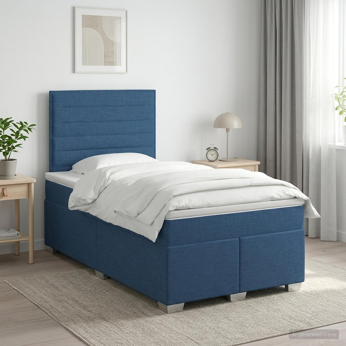 Boxspringbed met matras met hoofdeinde Blauw 120 x 200 cm Stof is nu te koop bij PeponiXL, paradijselijk wonen!