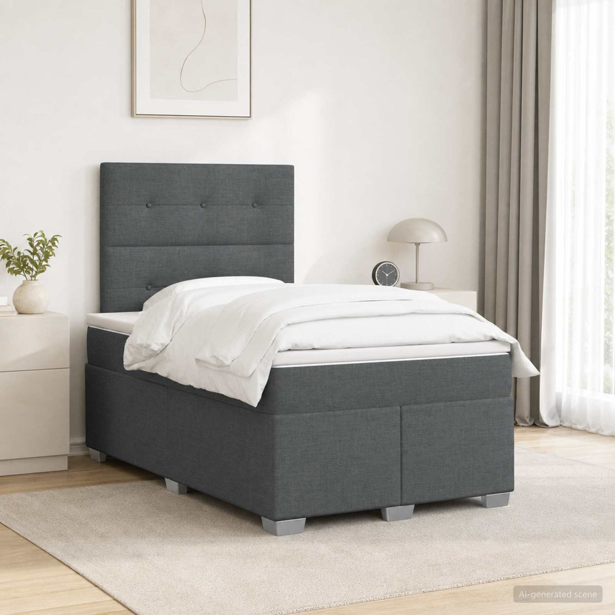 Boxspringbed met matras Donkergrijs 120 x 200 cm Stof is nu te koop bij PeponiXL, paradijselijk wonen!