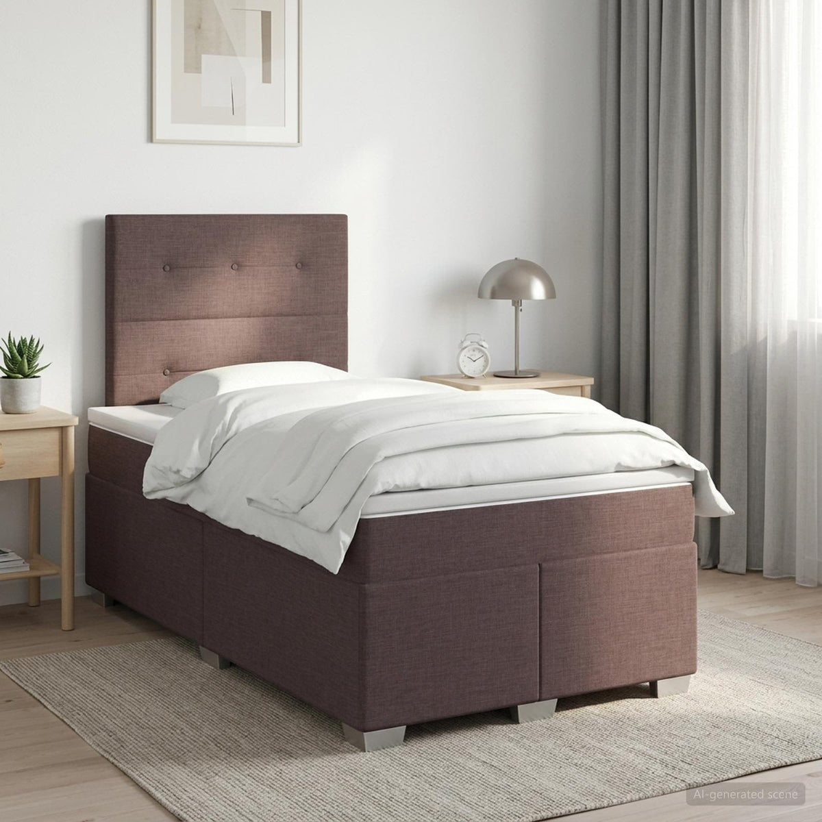 Boxspringbed met matras Donkerbruin 120 x 200 cm Stof is nu te koop bij PeponiXL, paradijselijk wonen!