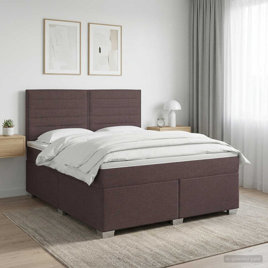 Boxspringbed met matras Donkerbruin 160 x 200 cm Stof is nu te koop bij PeponiXL, paradijselijk wonen!