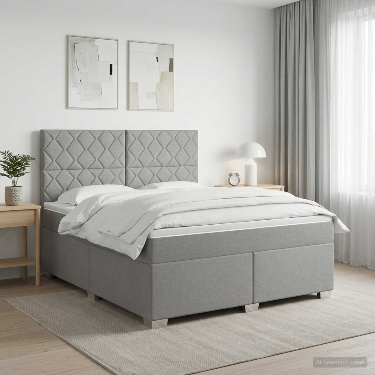 Boxspringbed met matras Lichtgrijs 180 x 200 cm Stof is nu te koop bij PeponiXL, paradijselijk wonen!