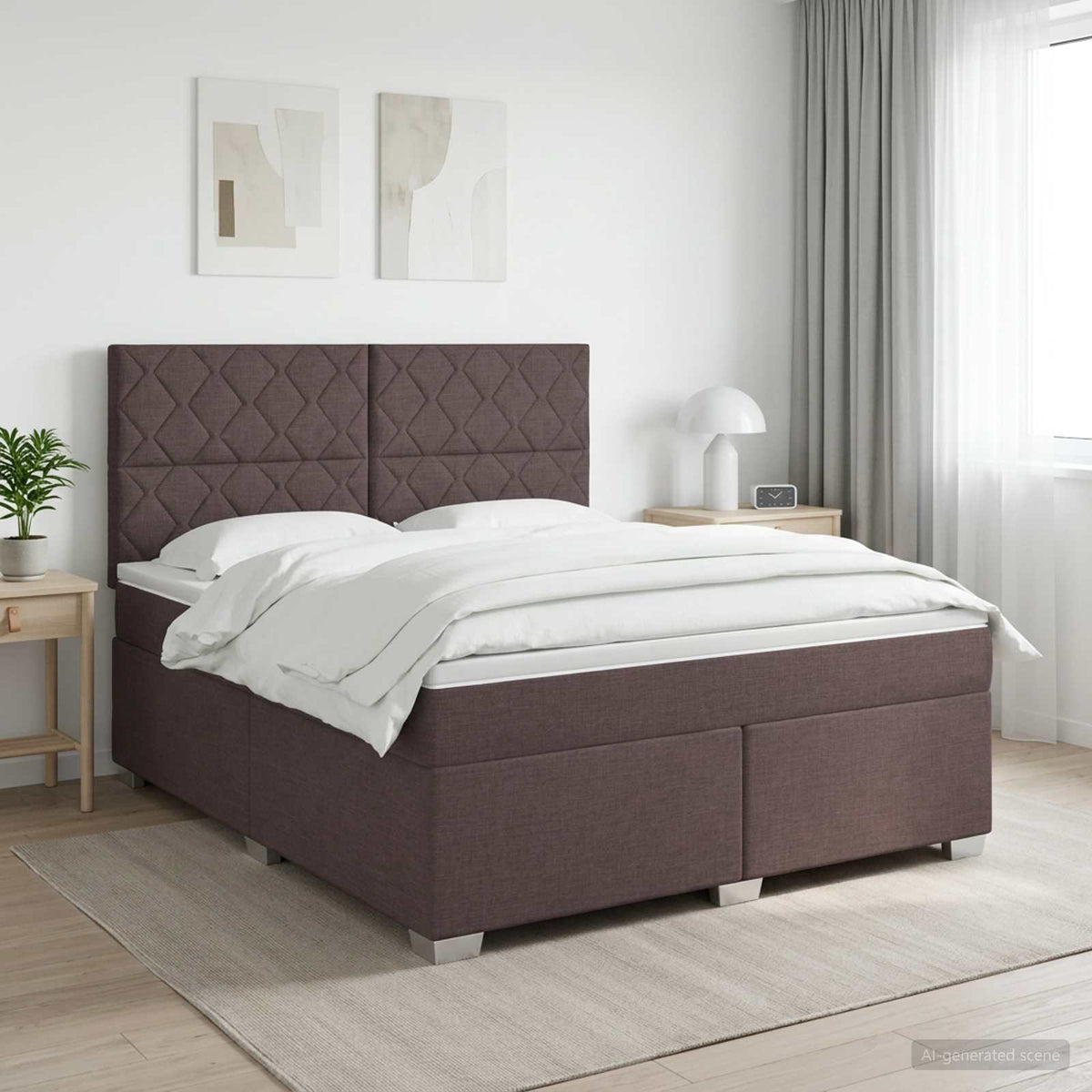 Boxspringbed met matras Donkerbruin 160 x 200 cm Stof is nu te koop bij PeponiXL, paradijselijk wonen!