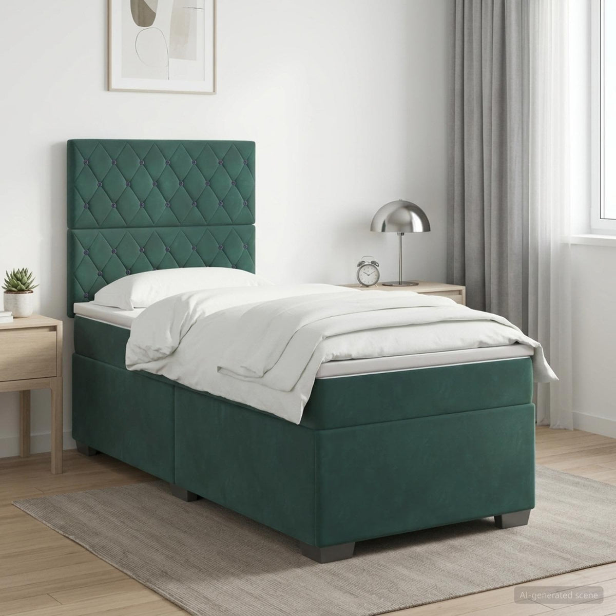 Boxspringbed met matras Donkergroen 80 x 200 cm Fluweel is nu te koop bij PeponiXL, paradijselijk wonen!