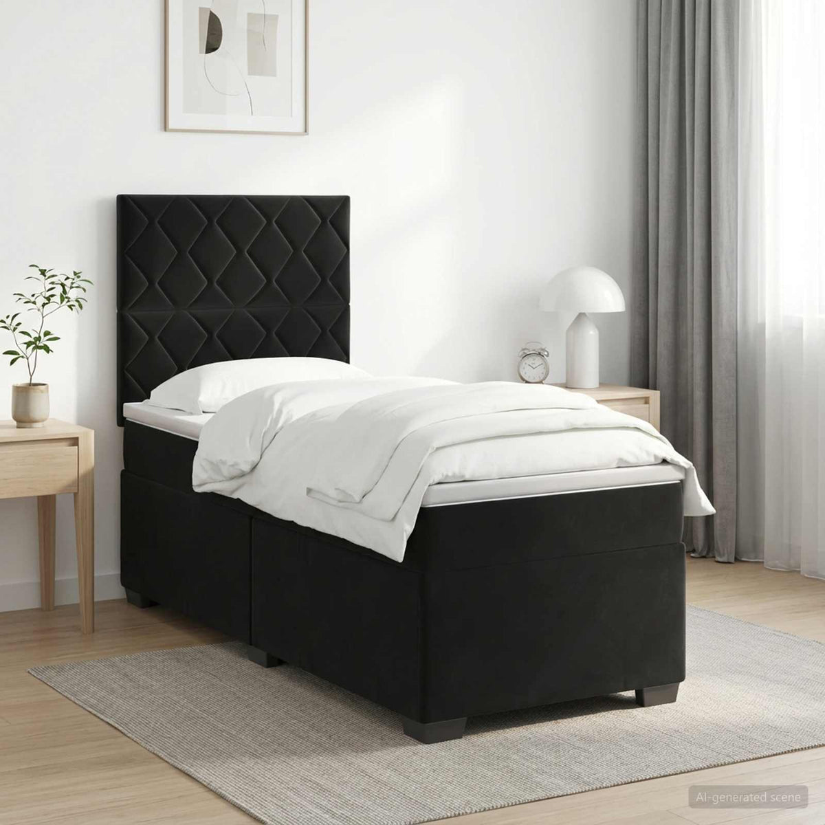 Boxspringbed met matras Zwart 80 x 200 cm Fluweel is nu te koop bij PeponiXL, paradijselijk wonen!