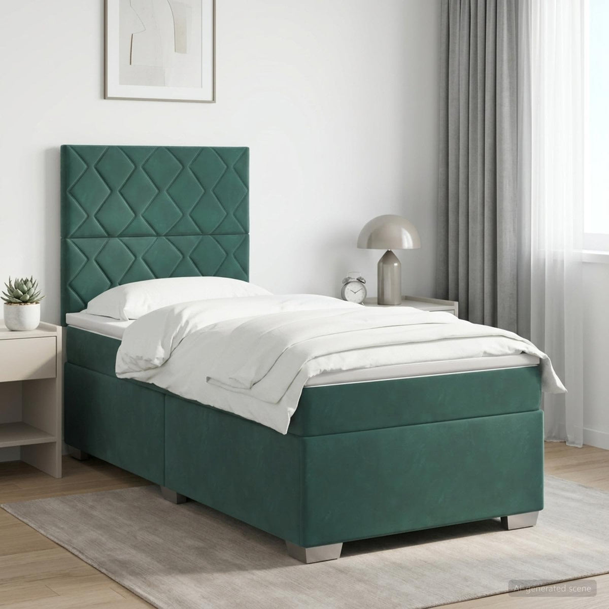 Boxspringbed met matras Donkergroen 90 x 200 cm Fluweel is nu te koop bij PeponiXL, paradijselijk wonen!