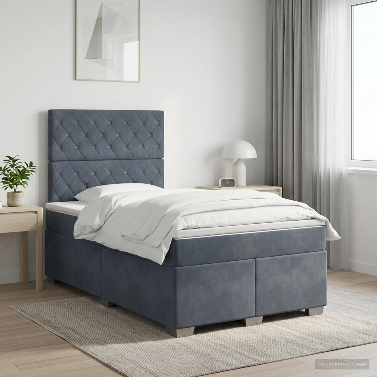 Boxspringbed met matras Donkergrijs 120 x 200 cm Fluweel is nu te koop bij PeponiXL, paradijselijk wonen!