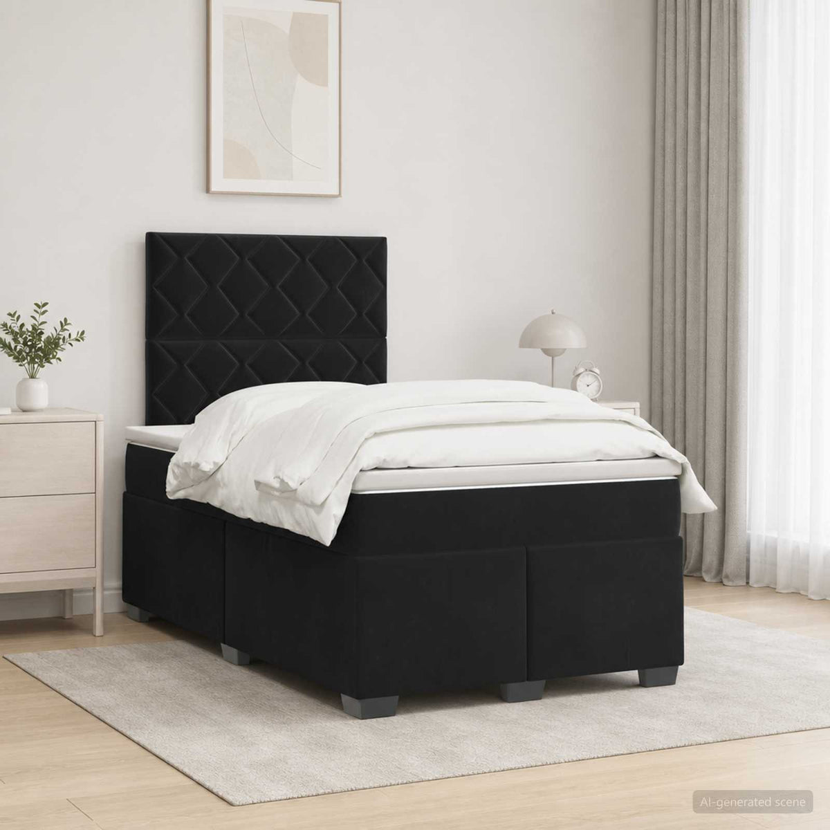 Boxspringbed met matras Zwart 120 x 200 cm Fluweel is nu te koop bij PeponiXL, paradijselijk wonen!