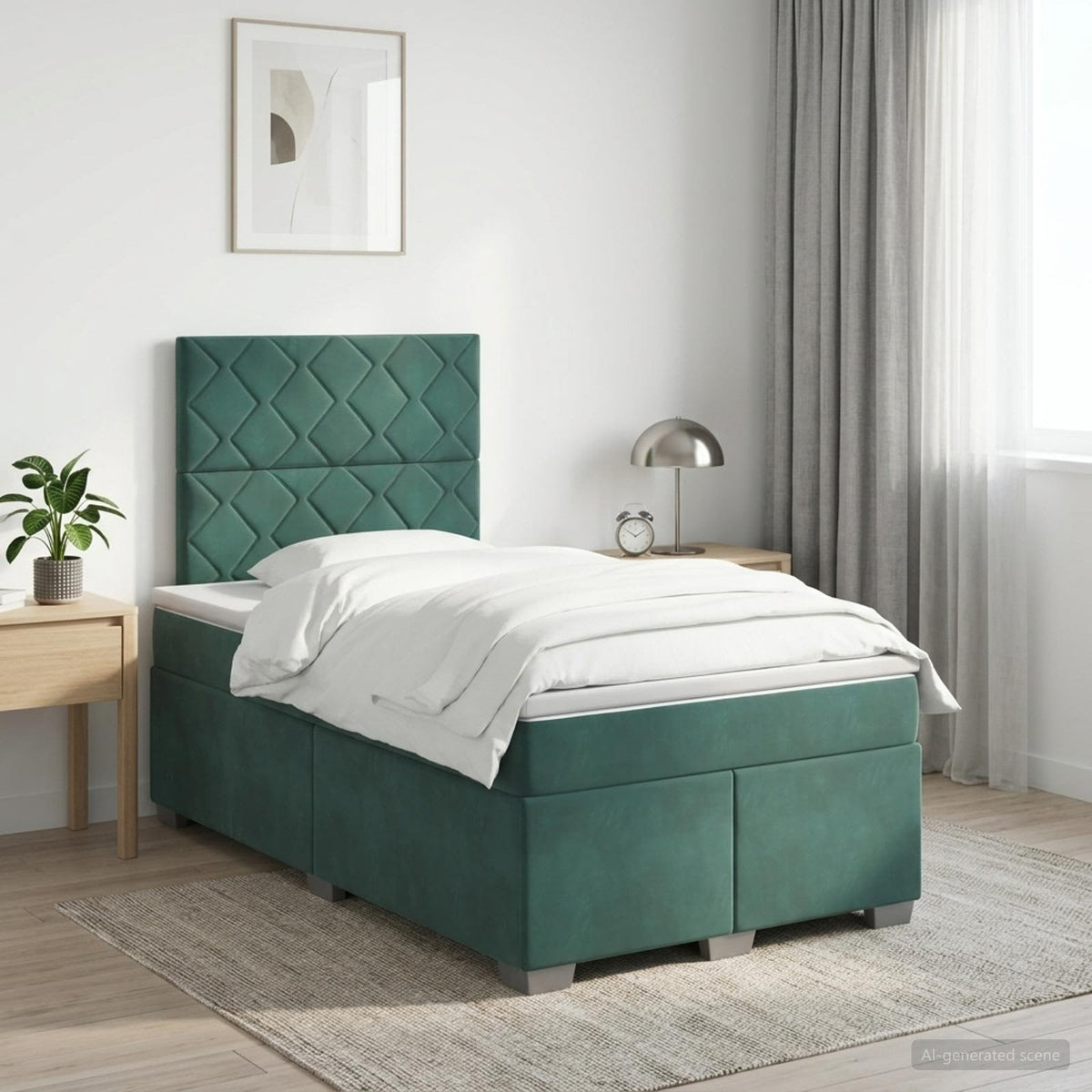 vidaXL Boxspringbed met matras Donkergroen 120 x 200 cm Fluweel