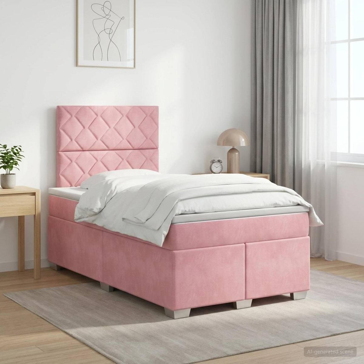 vidaXL Boxspringbed met matras Roze 120 x 190 cm Fluweel