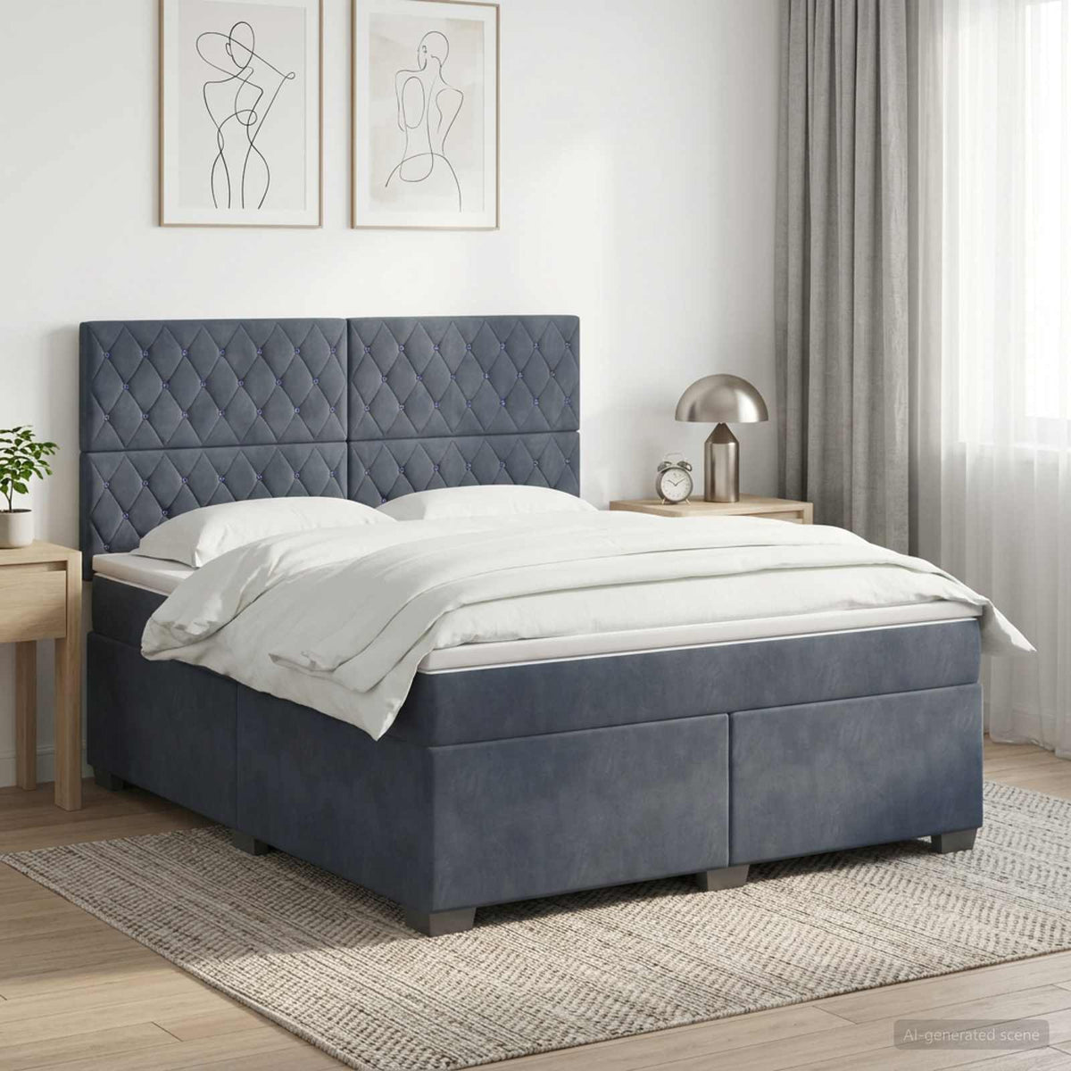 Boxspringbed met matras Donkergrijs 140 x 190 cm Fluweel is nu te koop bij PeponiXL, paradijselijk wonen!
