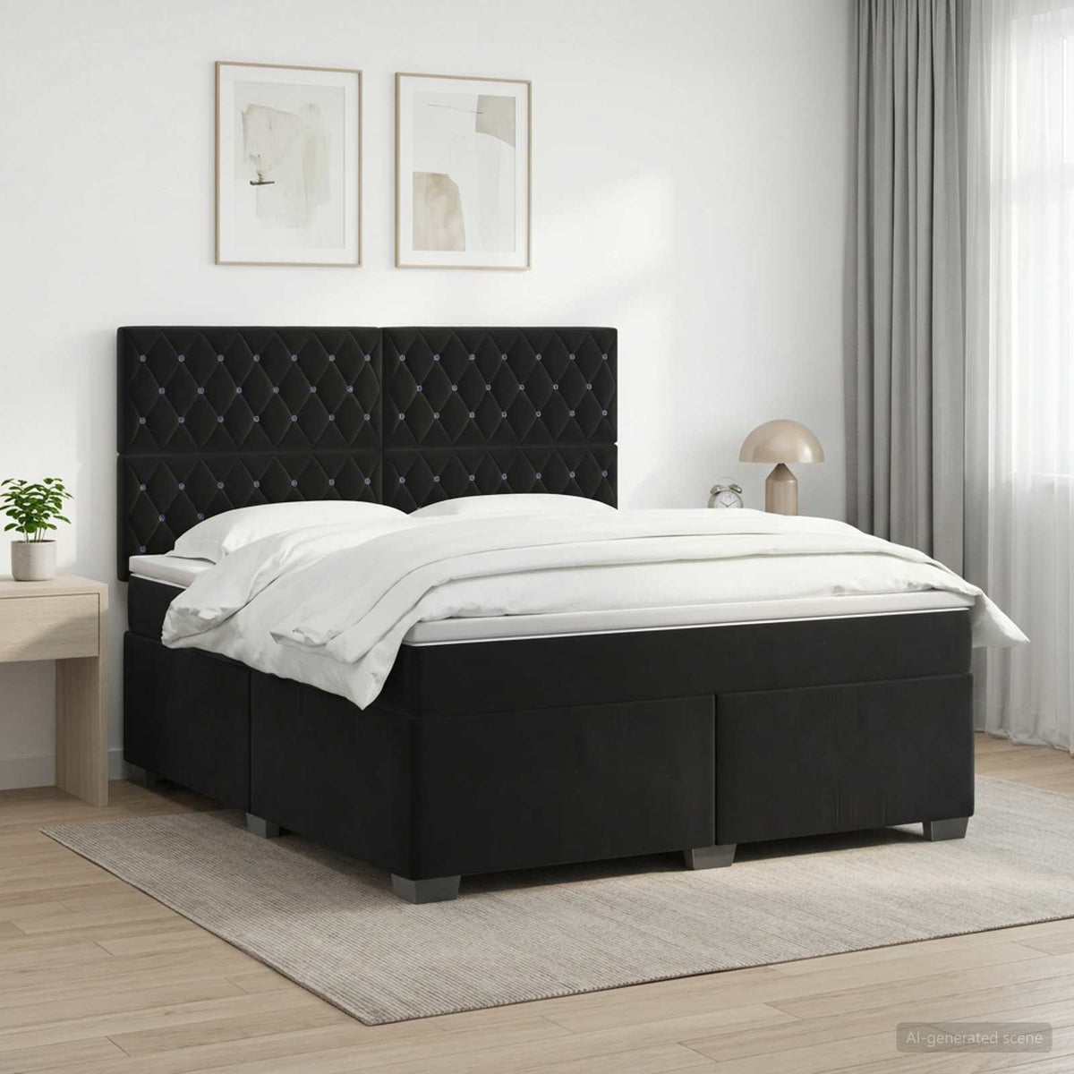 Boxspringbed met matras Zwart 140 x 200 cm Fluweel is nu te koop bij PeponiXL, paradijselijk wonen!
