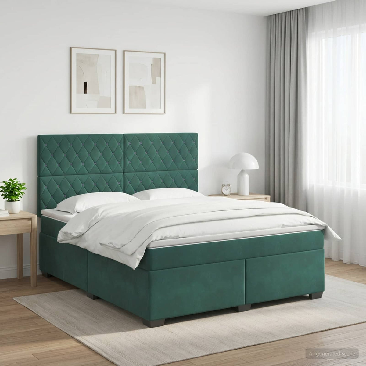 Boxspringbed met matras Donkergroen 160 x 200 cm Fluweel is nu te koop bij PeponiXL, paradijselijk wonen!