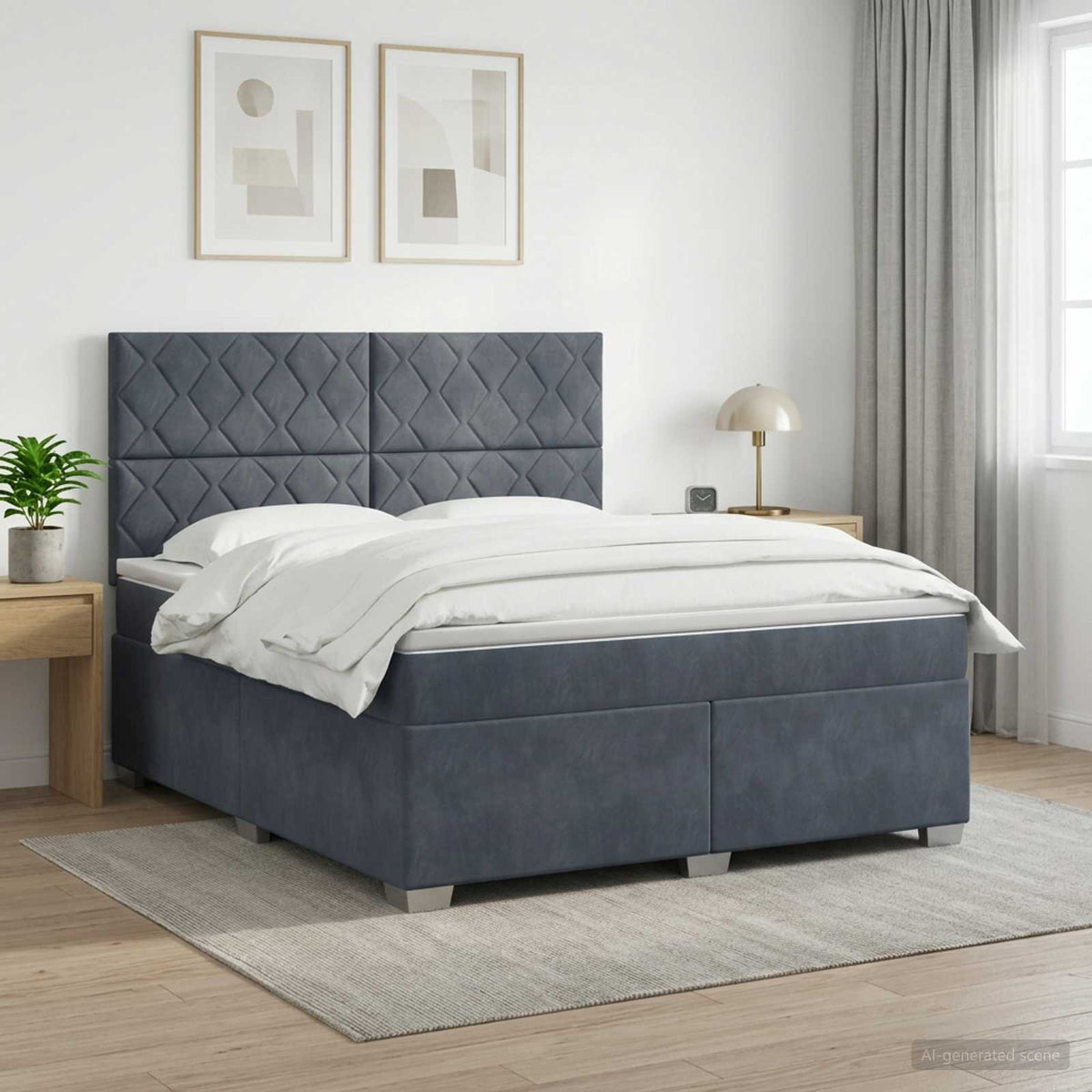 Boxspringbed met matras Donkergrijs 140 x 200 cm Fluweel is nu te koop bij PeponiXL, paradijselijk wonen!