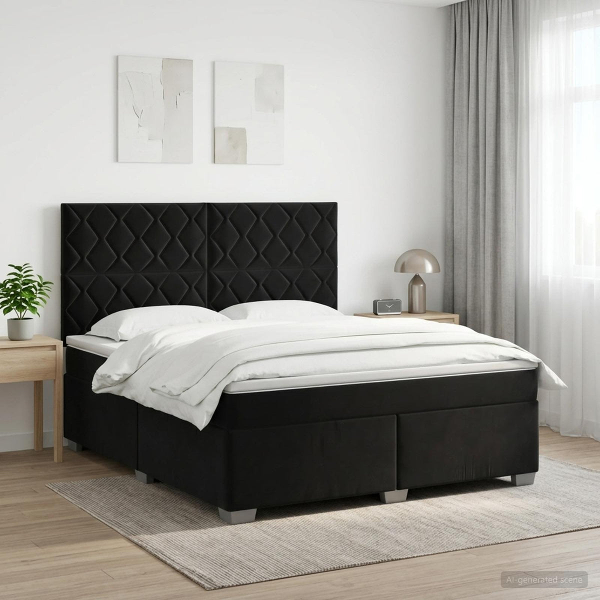 Boxspringbed met matras Zwart 160 x 200 cm Fluweel is nu te koop bij PeponiXL, paradijselijk wonen!