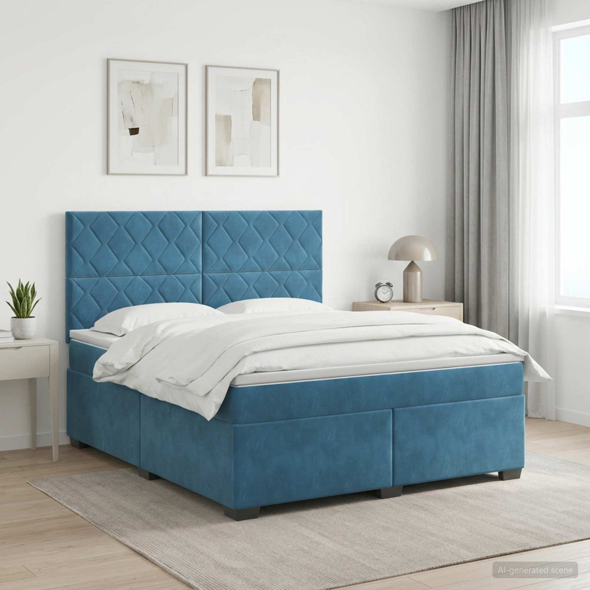 Boxspringbed met matras Blauw 160 x 200 cm Fluweel is nu te koop bij PeponiXL, paradijselijk wonen!