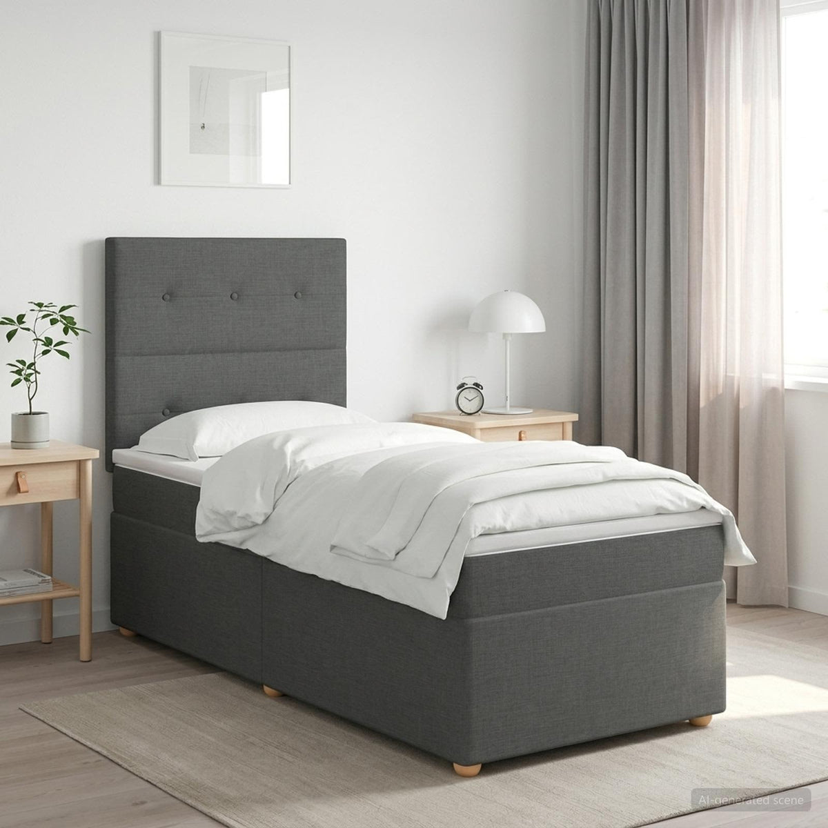 Boxspringbed met matras Donkergrijs 90 x 190 cm Stof is nu te koop bij PeponiXL, paradijselijk wonen!
