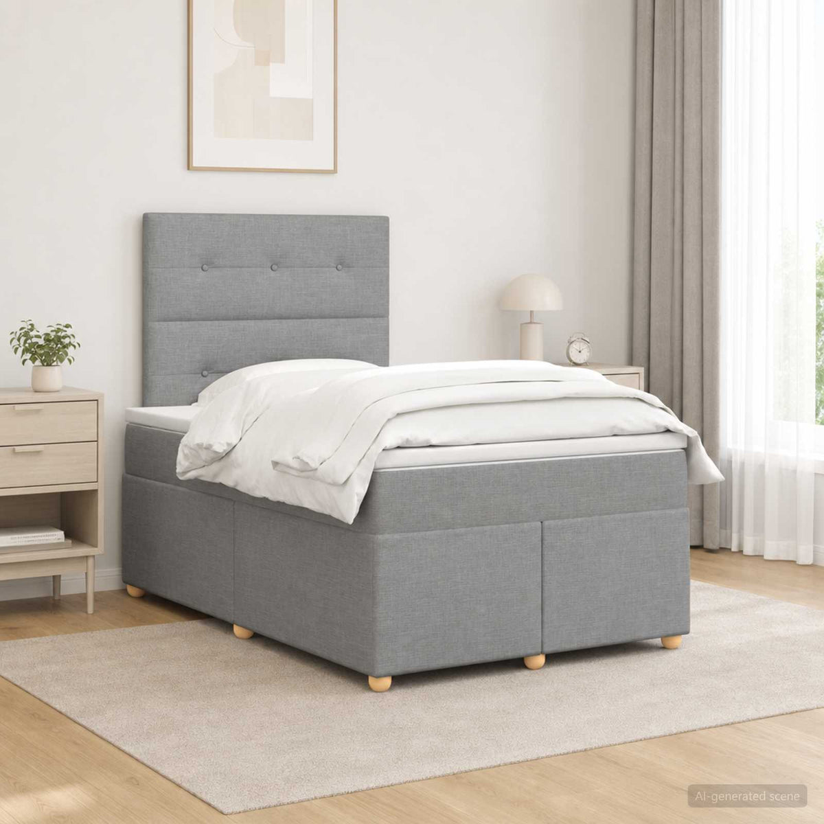 Boxspringbed met matras Lichtgrijs 120 x 190 cm Stof is nu te koop bij PeponiXL, paradijselijk wonen!