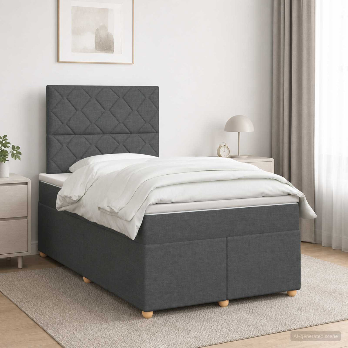 Boxspringbed met matras Donkergrijs 120 x 200 cm Stof is nu te koop bij PeponiXL, paradijselijk wonen!