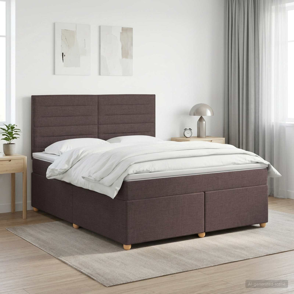 Boxspringbed met matras Donkerbruin 140 x 200 cm Stof is nu te koop bij PeponiXL, paradijselijk wonen!