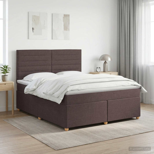 Boxspringbed met matras Donkerbruin 180 x 200 cm Stof is nu te koop bij PeponiXL, paradijselijk wonen!