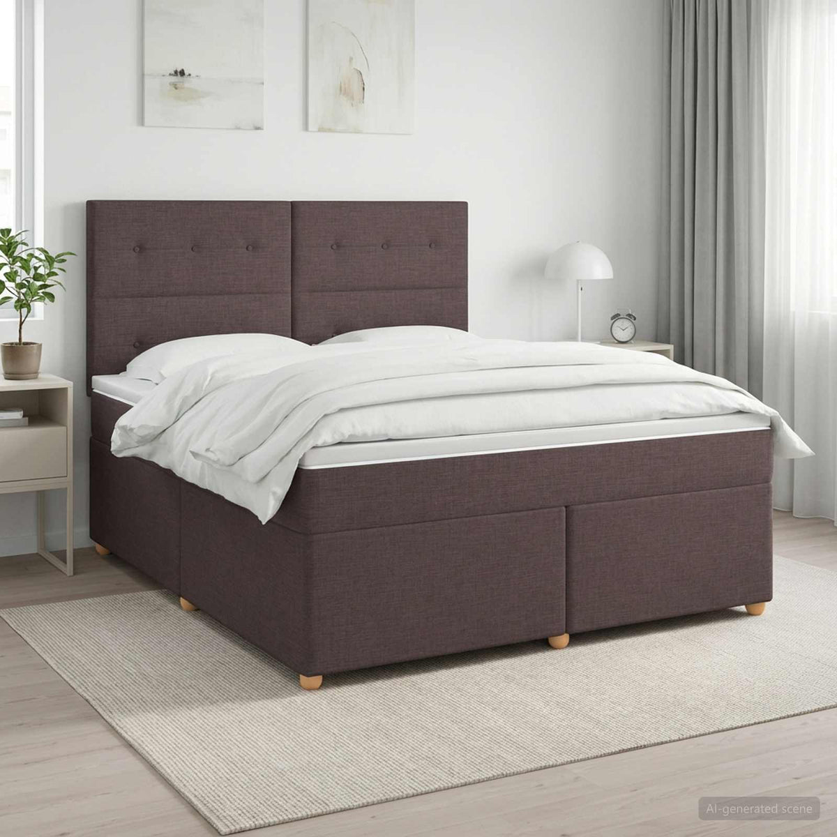 vidaXL Boxspringbed met matras Donkerbruin 180 x 200 cm Stof