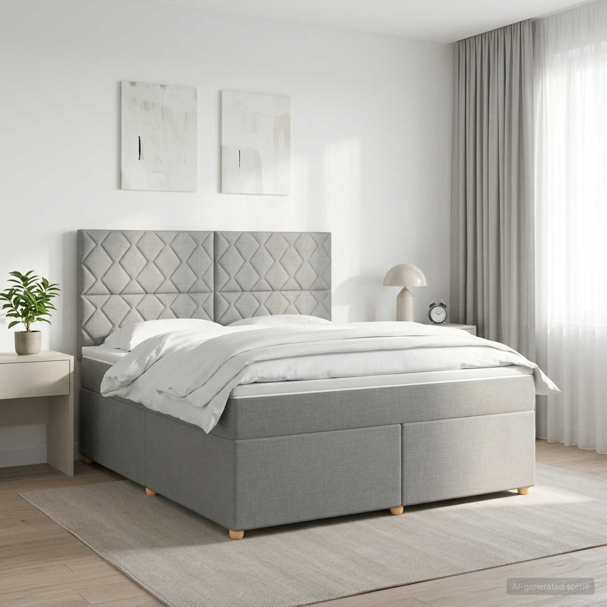 Boxspringbed met matras Lichtgrijs 180 x 200 cm Stof is nu te koop bij PeponiXL, paradijselijk wonen!
