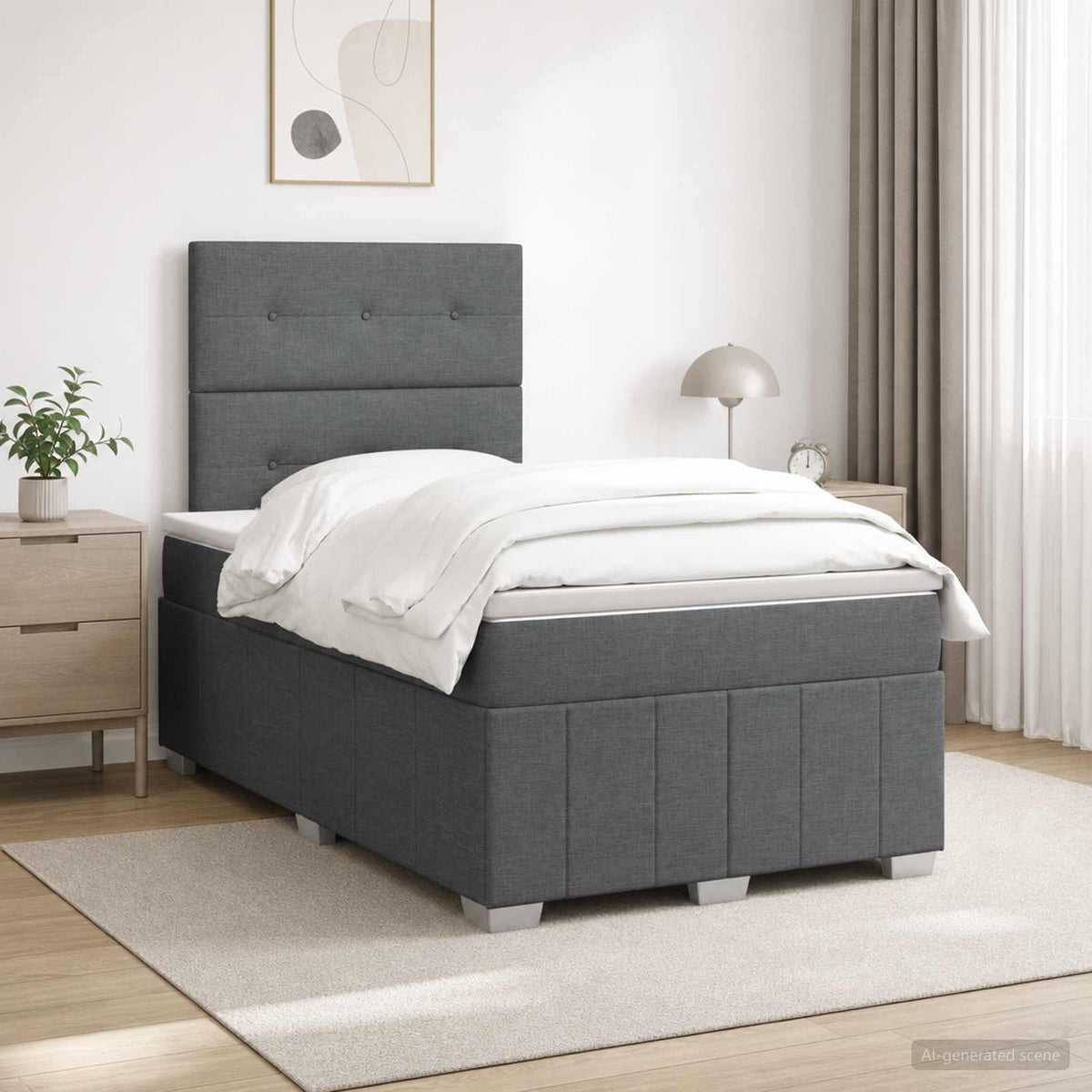 Boxspringbed met matras Donkergrijs 120 x 200 cm Stof is nu te koop bij PeponiXL, paradijselijk wonen!