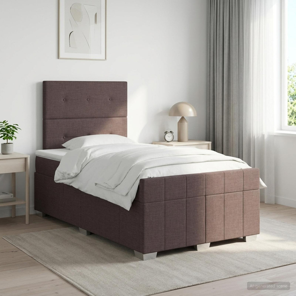 Boxspringbed met matras Donkerbruin 120 x 190 cm Stof is nu te koop bij PeponiXL, paradijselijk wonen!