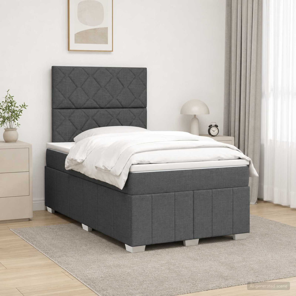 Boxspringbed met matras Donkergrijs 120 x 190 cm Stof is nu te koop bij PeponiXL, paradijselijk wonen!