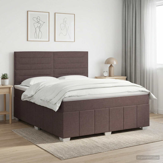 Boxspringbed met matras Donkerbruin 180 x 200 cm Stof is nu te koop bij PeponiXL, paradijselijk wonen!