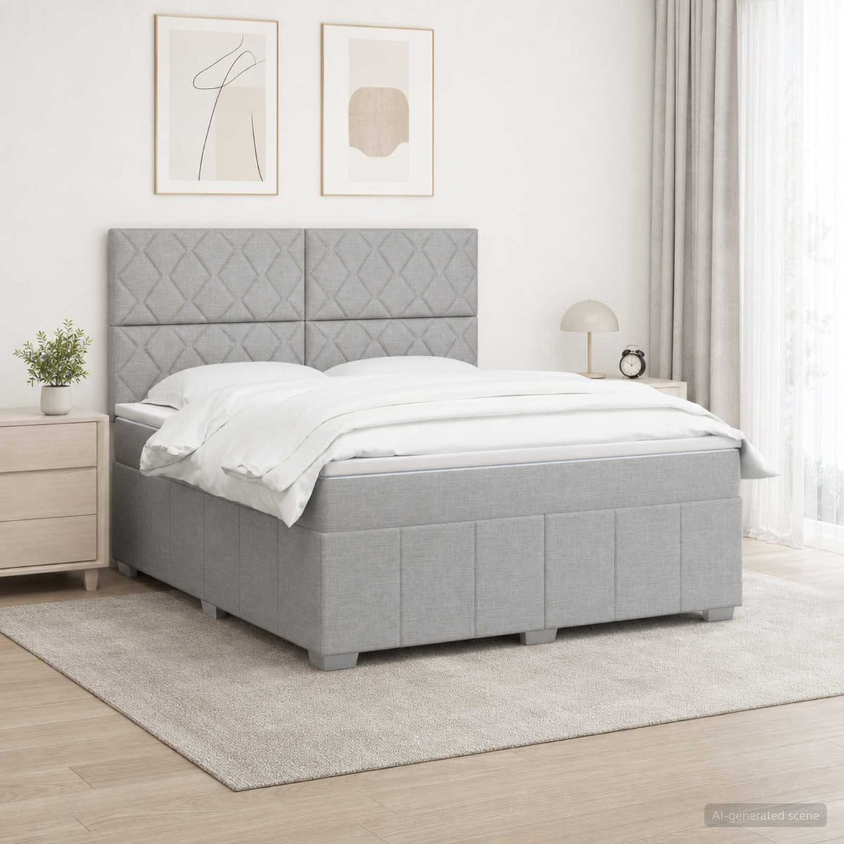 Boxspringbed met matras Lichtgrijs 140 x 200 cm Stof is nu te koop bij PeponiXL, paradijselijk wonen!
